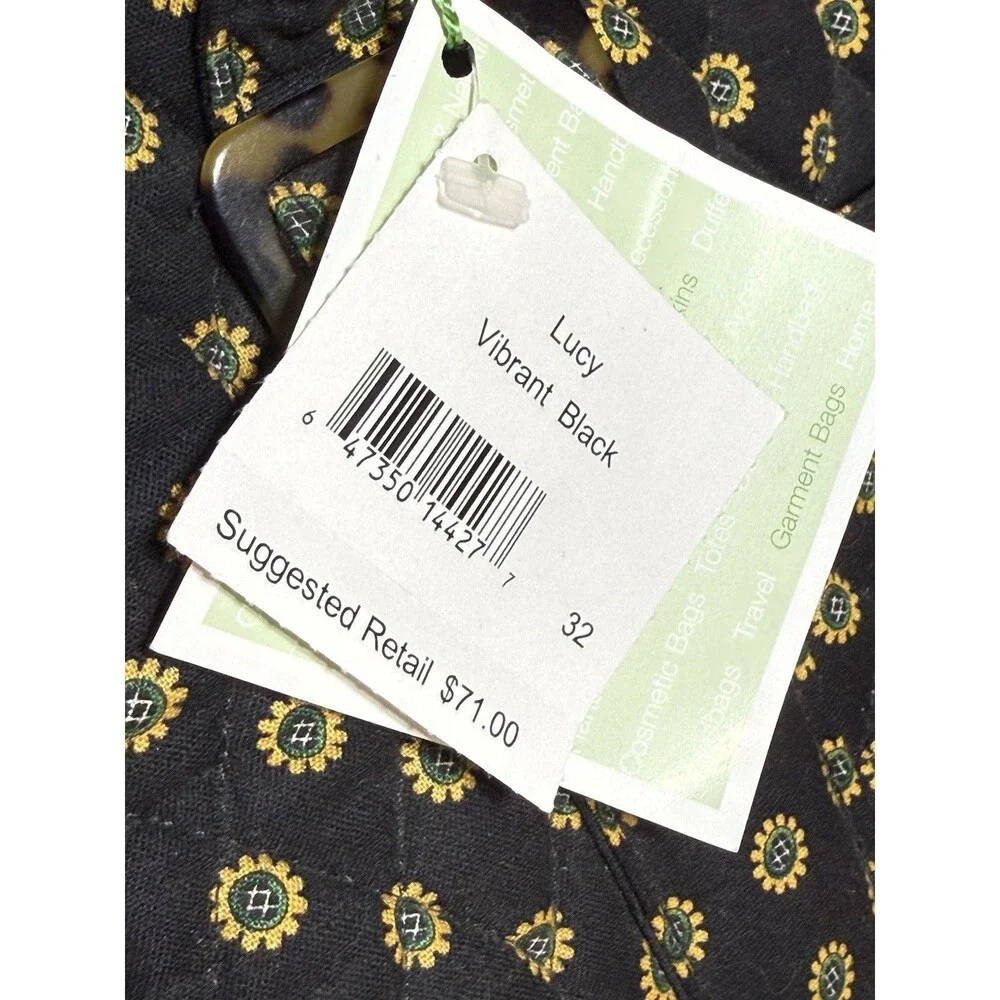 🔥 NEW & RARE VERA BRADLEY Vibrant Black Sun Sunflower Purse Wallet Retired NWT